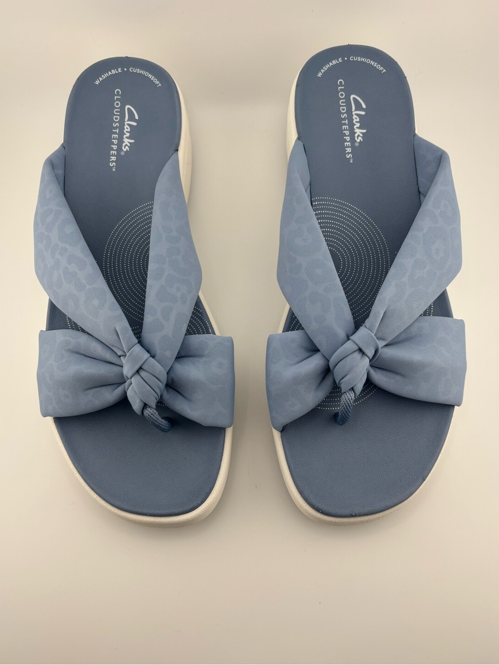 Clarks Cloudsteppers Drift Ave Denim Blue Slide Sandals Women’s Size 9M
